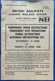 British Railways: Temporary Speed Restrictions etc