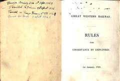 Great Western Railway: Rules for Observance by Employees 1933