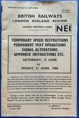 British Railways: Temporary Speed Restrictions etc